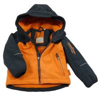 Tmavomodro/oranžová softshellová zateplená bunda s kapucí C&A