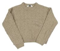 Béžový melírovaný žebrovaný/vzorovaný oversize crop svetr PRIMARK