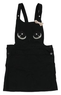 Čierna tepláková rifľová na traká sukňa s čumáčkem H&M