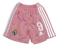 Růžovo-bílé sportovní kraťasy Real Madrid a číslem Adidas