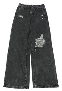 Černošedé wide leg rifle s prošopáním SHEIN