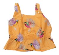 Oranžový plátenný crop top s kolibříky H&M
