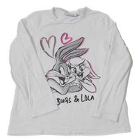 Biele tričko s Bugs Bunnym a Lolou a flitrami ORIGINAL MARINES