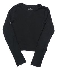Čierne rebrované crop tričko H&M