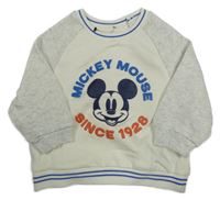 Smetanovo-světlešedá/melírovaná mikina s Mickey a pruhmi George