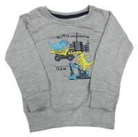 Sivá melírovaná mikina s dinosaurami Kiki&Koko