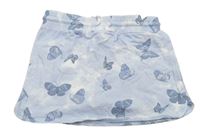 Modrá tepláková sukňa s motýlikmi a všitými kraťasy