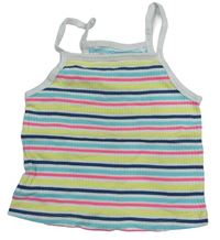 Bielo-modro-žltý pruhovaný rebrovaný crop top M&S
