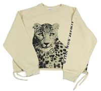 Krémová crop mikina s levhartem H&M