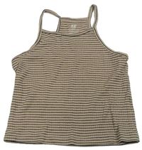 Hnedo-čierny pruhovaný rebrovaný crop top H&M