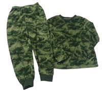 Khaki plyšové pyžama s dinosaurami Primark