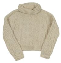 Béžový žinylkový crop svetr s rolákem F&F