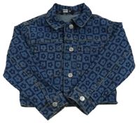 Modrá kockovaná kvetovaná rifľová bunda Pep&Co