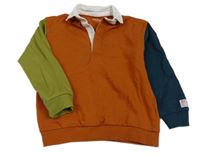 Hnedo-petrolejovo-zelená polo mikina zn. Next