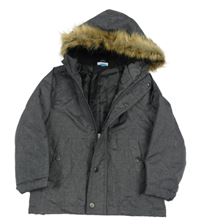 Antracitová melírovaná šusťáková zimní bunda s kapucí Hullabaloo