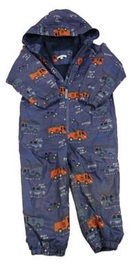 Tmavomodrá šusťáková lehce zateplená kombinéza se záchranáři a kapucí Bluezoo