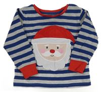 Šedo-tmavomodré pruhované triko se Santou Matalan