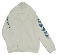 Biela prepínaci mikina s motýly na rukávech a kapucňou Shein