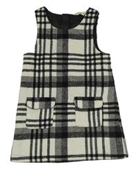 Svetlošedá -čierne kockované vlnené šaty F&F