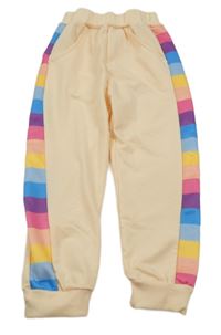 Meruňkové tepláky s kostkovaným pruhem