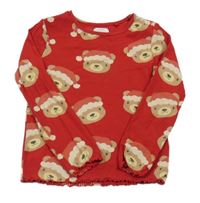 Červené žebrované triko s medvědy Next