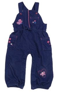 Tmavomodré podšité laclové kalhoty riflového vzhledu se srdíčky Bob der Bär