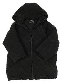 Černá prošívaná nepromokavá zimní bunda s kapucí Zara