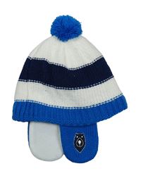 Bílo-modrá pruhovaná pletená funkční čepice s bambulí Wed'ze