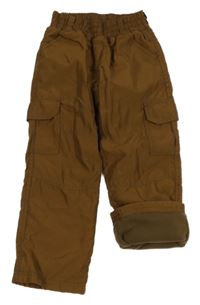 Hnědé šusťákové zateplené cargo kalhoty Topolino