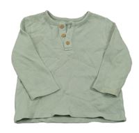 Zelenošedé žebrované triko s knoflíky George