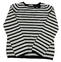 Bielo-čierny pruhovaný ľahký sveter s mašlou H&M