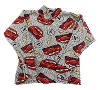 Bílo-šedá vzorovaná plyšová pyžamová mikina s Bleskem McQueenem