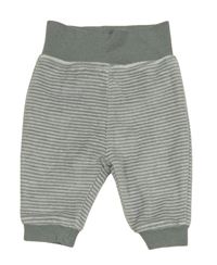 Šedo-bílé pruhované sametové tepláky