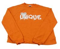 Oranžová mikina s nápisom a srdcem River Island