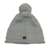 Světlešedá třpytivá vlněná čepice s bambulí