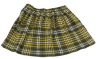 Kaki-bielo-žltá kockovaná úpletová sukňa