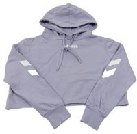 Lila crop mikina s nápisom a kapucňou Hummel