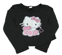 Čierne crop tričko s Hello Kitty