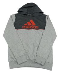 Nové - Sivo-antracitová mikina s logom a kapucňou Adidas