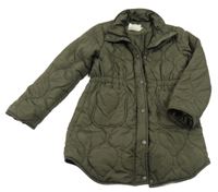 Khaki prošívaná šusťáková zateplená parka