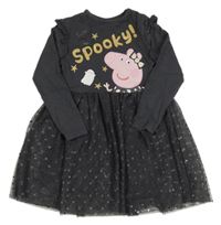 Antracitové bavlněno/tylové šaty s Peppou George