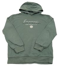 Khaki mikina s nápisom a kapucňou Primark