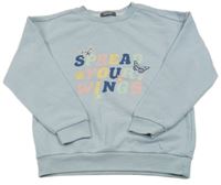 Svetlomodrá mikina s nápisom s motýly Primark