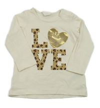 Krémové triko s nápisem se srdcem H&M
