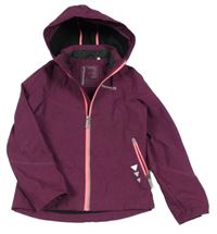 Vínová melírovaná softshellová bunda s kapucí C&A