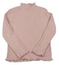 Ružový trblietavý rebrovaný sveter Tu