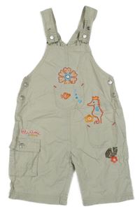 Béžové plátěné laclové kraťasy s výšivkami Topolino