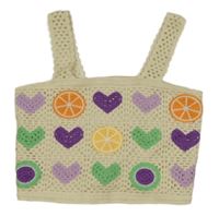 Béžový háčkovaný crop top so srdiečkami a ovociem Shoeby