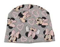 Šedá melírovaná bavlněná čepice s Minnie a srdíčky C&A
