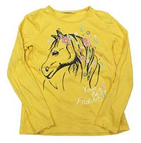 Žlté tričko s koněm Kids